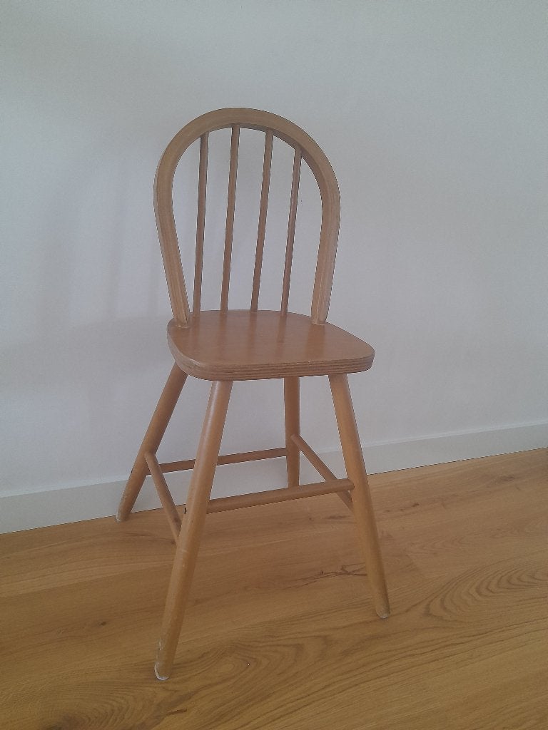 Vintage houten kinderstoel/junior stoel spijlen, Ophalen, Gebruikt, Bruin, Eén