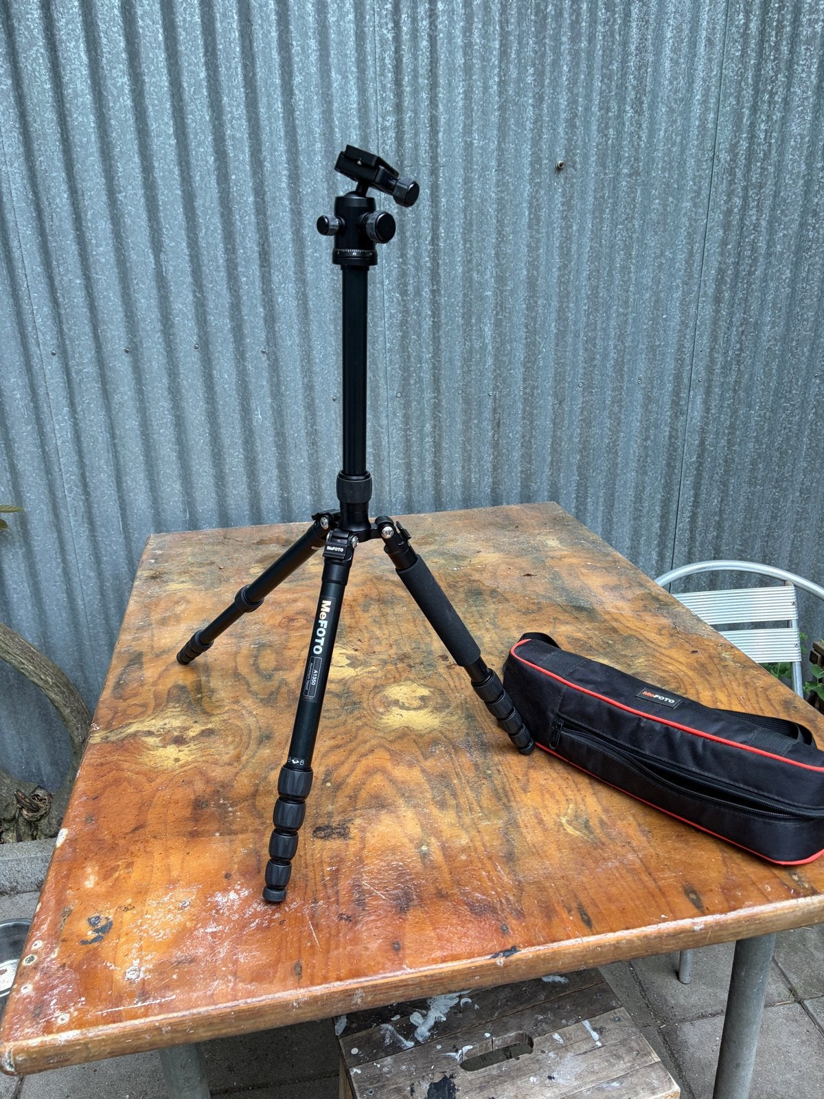 MeFOTO A1350 Aluminium Reistripod met Ballhead + Tas, Inclusief draagtas, 125 tot 150 cm, Gebruikt, Overige merken