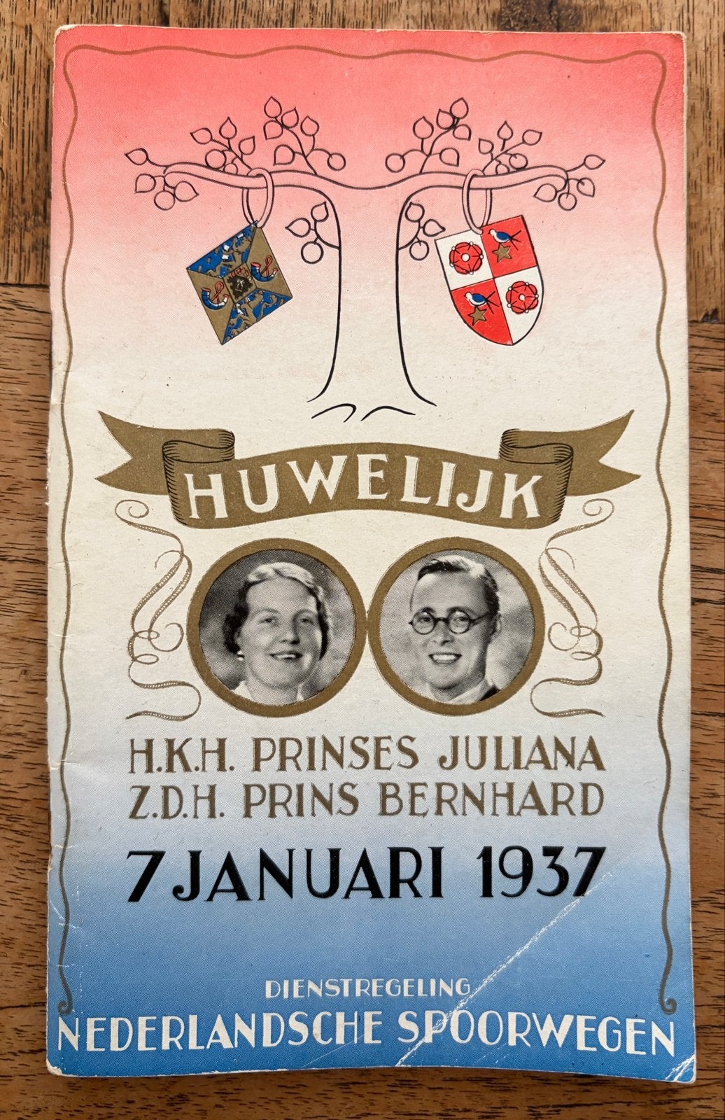 Dienstregeling NS Huwelijk Juliana & Bernhard 1937, Ophalen of Verzenden, Gelezen, Folder