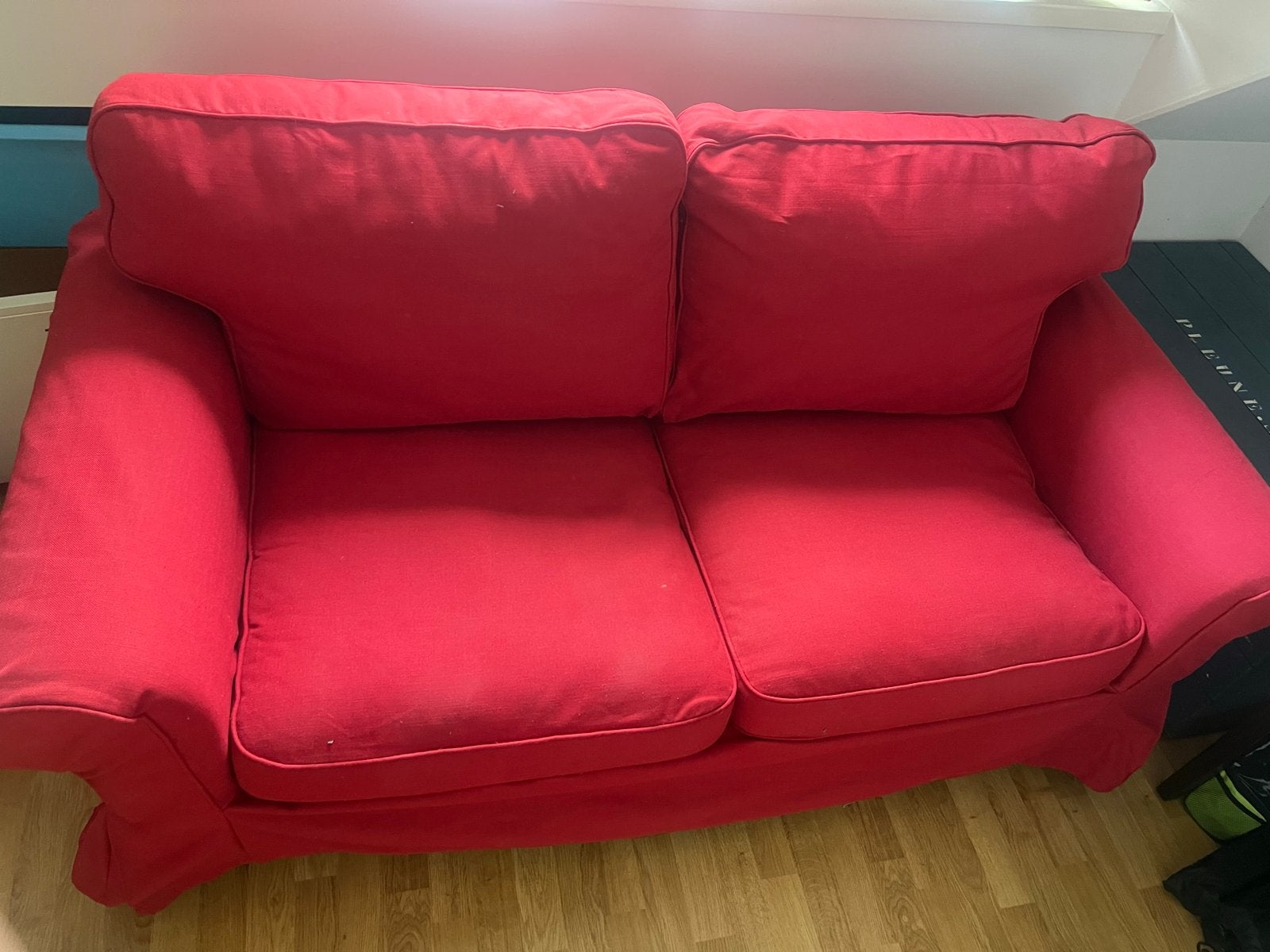Rode Ikea Ektorp tweepersoonsbank, Ophalen, 150 tot 200 cm, Tweepersoons, 75 tot 100 cm