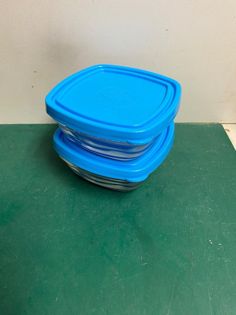 Duralex Glazen Voorraadpotten met Blauwe Deksel (2 stuks), Ophalen of Verzenden, Voorraadpot, Overige merken, Glas