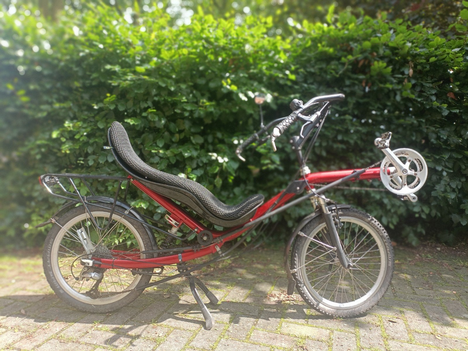 Comfortabele ligfiets - Rood - Goede staat, Fietsen en Brommers, Fietsen | Ligfietsen, Ophalen, Gebruikt, Bovenstuur, Overige merken
