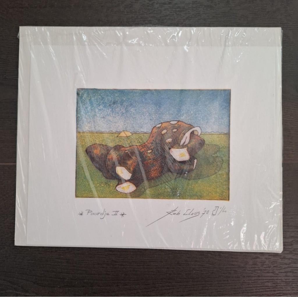 Kleurets Paardje II Rob Clous '78 1/60, Antiek en Kunst, Ophalen, Ets, Gesigneerd, 1950 - 1999
