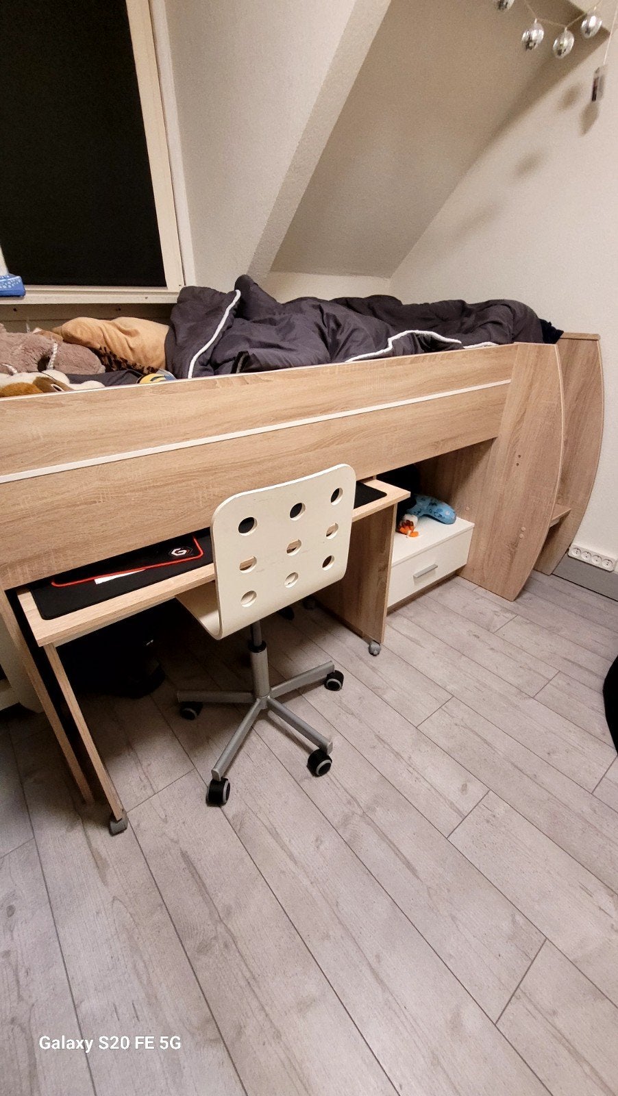 Hoogslaper met bureau en opbergruimte, Ophalen, 85 tot 100 cm, Gebruikt, Hoogslaper of Stapelbed