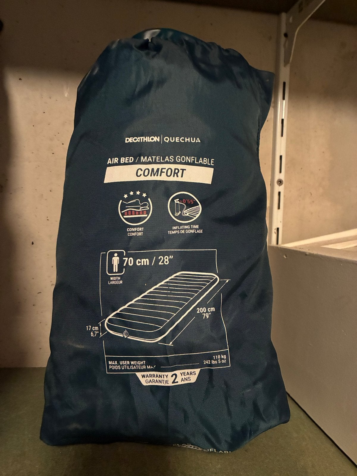 Decathlon Quechua Air Bed Comfort - 1-persoons luchtbed, Ophalen of Verzenden, Zo goed als nieuw, 1-persoons