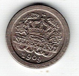 26-1486 Nederland 5 cent 1909, Verzenden, Koningin Wilhelmina, 5 cent, Losse munt