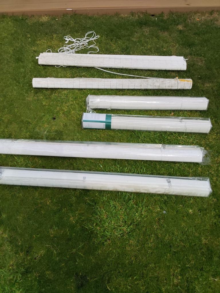 Bamboe rolgordijnen, Ophalen, Wit, 150 tot 200 cm, Zo goed als nieuw