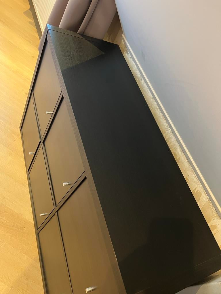 IKEA KALLAX kasten zwart bruin met inzet, Ophalen, Zo goed als nieuw