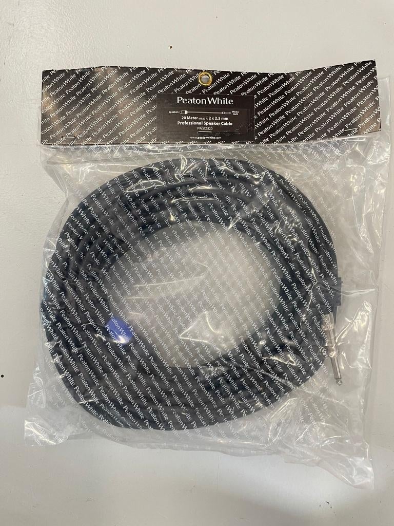 Peaton white speaker cable 20m speakon-monojack, Ophalen of Verzenden, Nieuw, 10 meter of meer, Overige kabels
