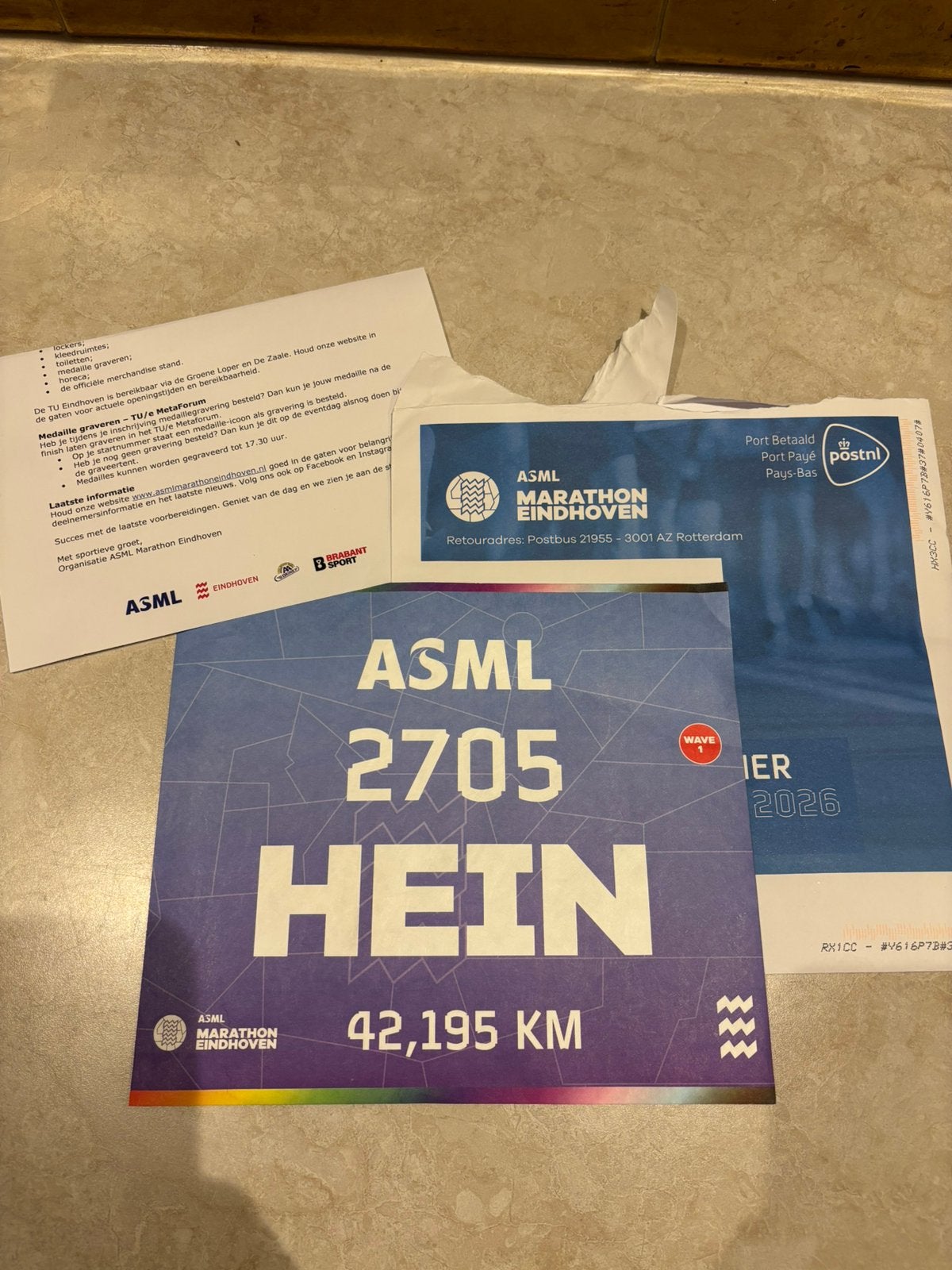 Startbewijs ASML marathon 42,195km, Eén persoon, Oktober