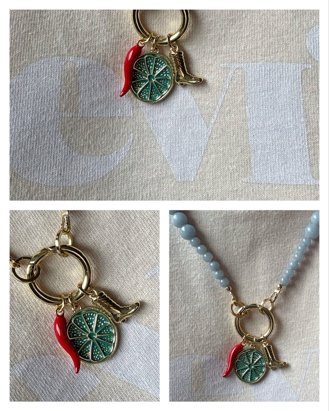Angeliet Edelstenen Ketting met Bedels - Gold Plated, Sieraden, Tassen en Uiterlijk, Kettingen, Overige materialen, Blauw, Nieuw