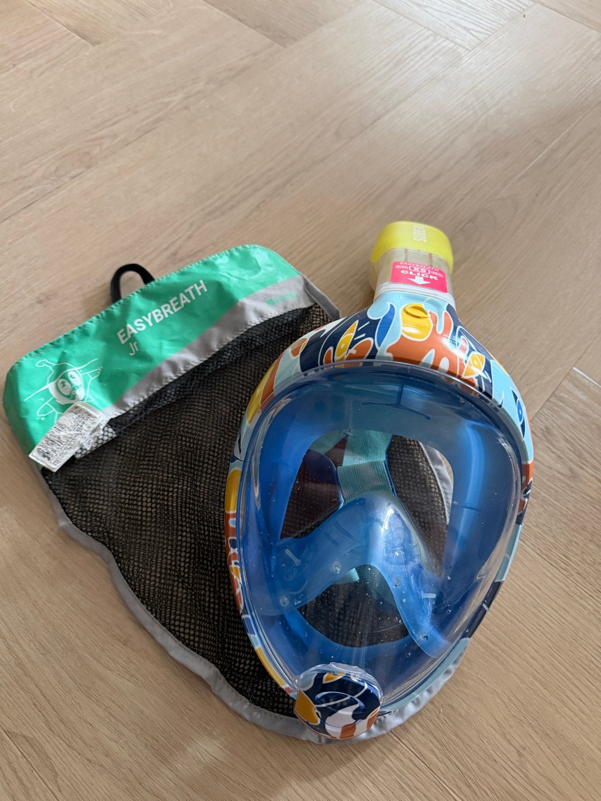 Snorkelmasker Easybreath Jr. XS - Blauw/Oranje, Ophalen of Verzenden, Zo goed als nieuw, Snorkelmasker
