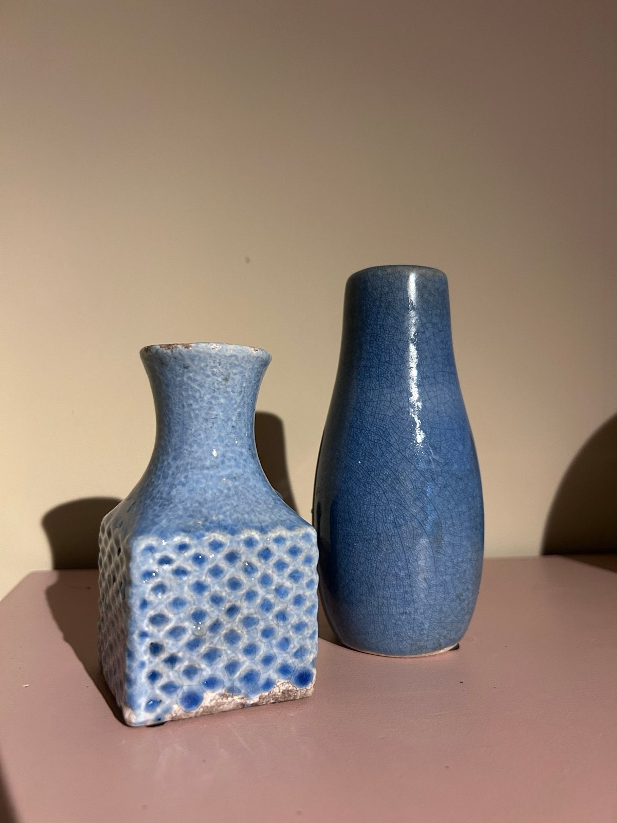 Set van 2 blauwe vintage vazen - Brynxz, Ophalen