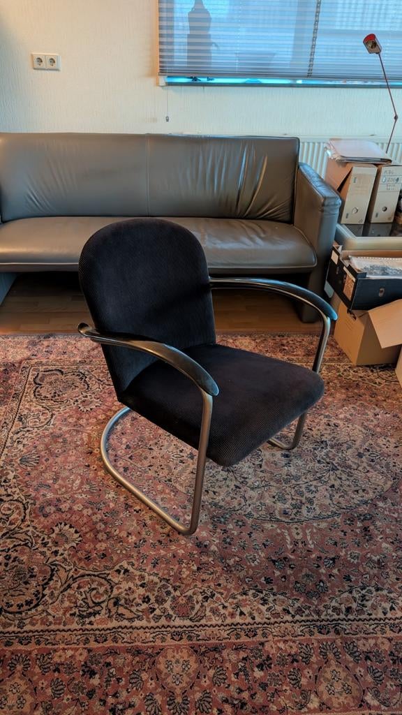 Gispen stoel 413, origineel ontwerp W.H. Gispen, Huis en Inrichting, Stoelen, Ophalen, Gebruikt, Zwart, Vintage, Designklassieker, Bauhaus