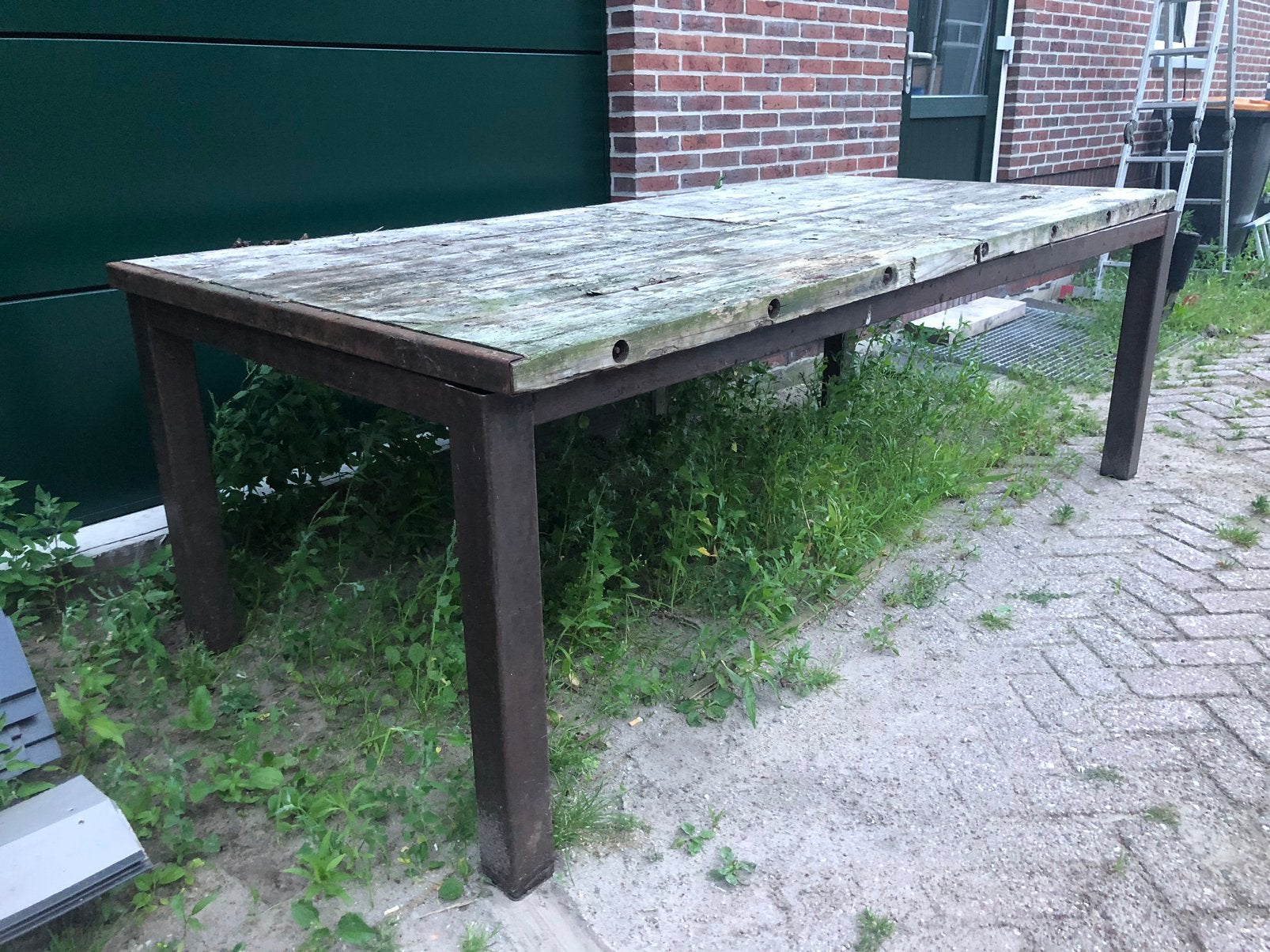 Robuuste Tuintafel, Ophalen of Verzenden, Gebruikt, Rechthoekig, Metaal