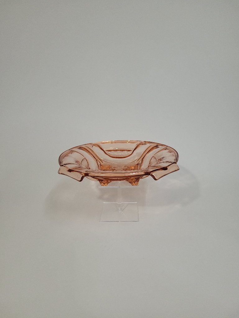 Art Deco roze glazen schaal met reliëf in persglas, Antiek en Kunst, Ophalen of Verzenden