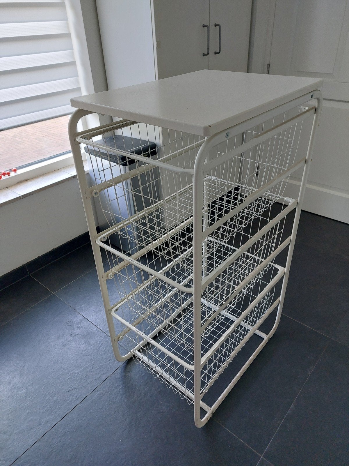 Witte wasmand/opbergrek met 3 manden en blad ikea jonaxel, Ophalen, Gebruikt