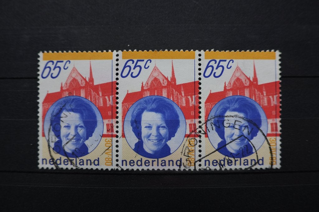 Nederland NVPH 1215 B - Strip van 3 zegels gestempeld, Ophalen of Verzenden, Na 1940, Gestempeld