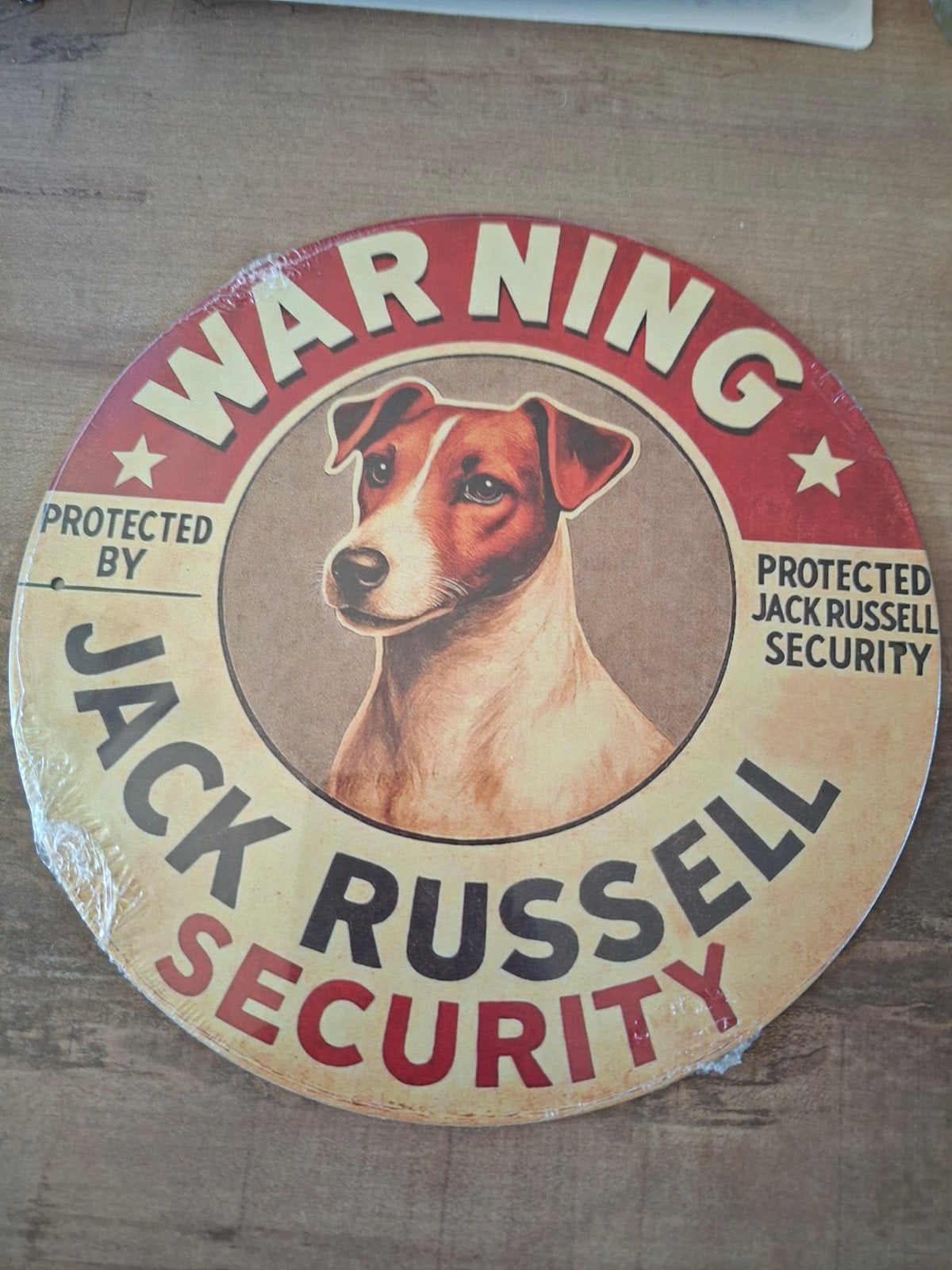 Metalen bord Jack Russell Security 20 cm, Ophalen of Verzenden, Nieuw, Meerkleurig, Metaal