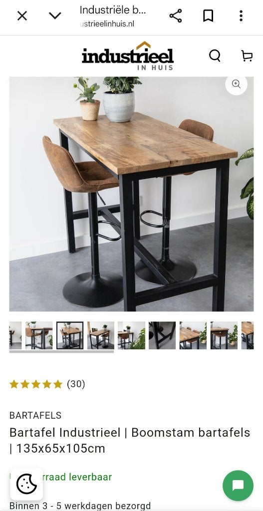 Foto 5 van Industriële bartafel Britt met 4 barkrukken Lizzy