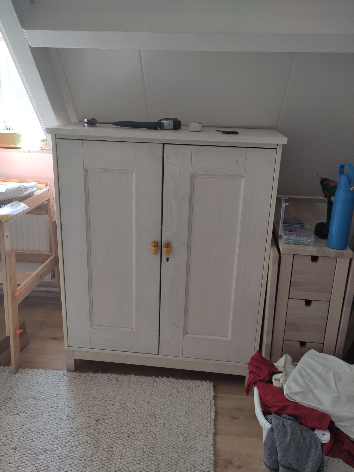 Montessori kledingkast voor kinderen (hoogte 119 cm), Ophalen, 50 tot 100 cm, Basic, Grenenhout