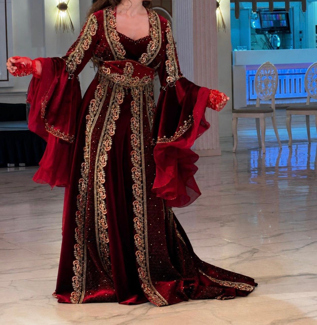 Bindalli bordeaux/ rood (kaftan), Ophalen of Verzenden, Zo goed als nieuw