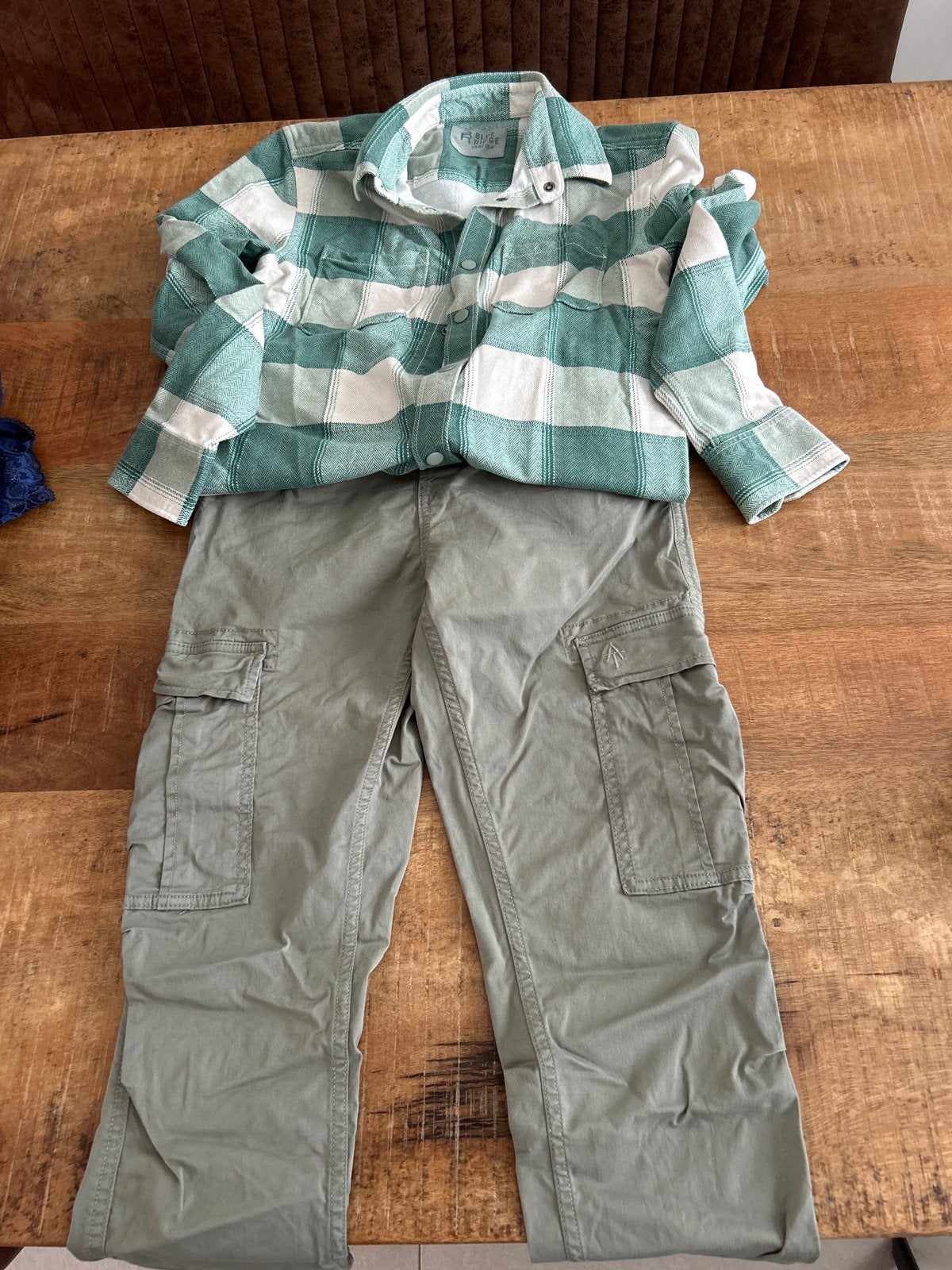Geruite blouse en cargo broek set - Maat 158/164, Ophalen, Zo goed als nieuw, Overige maten, Meerkleurig
