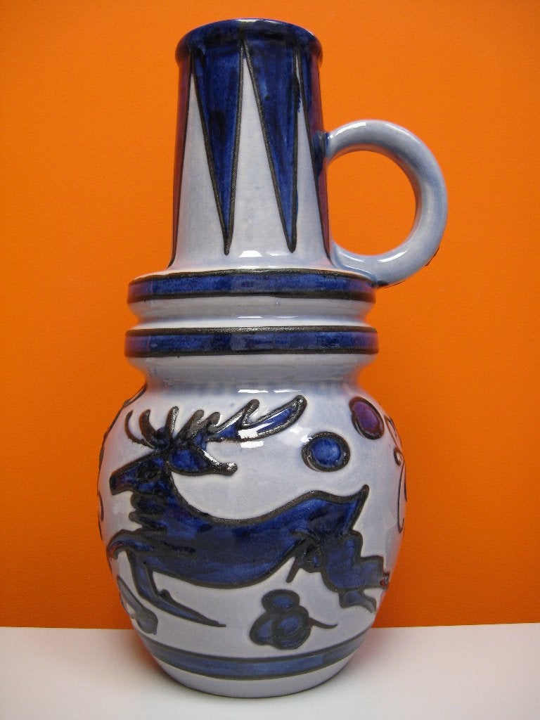 retro vintage fat lava vloervaas Scheurich West Germany 1974, Gebruikt, 48 cm, Steen/keramiek, Meerkleurig