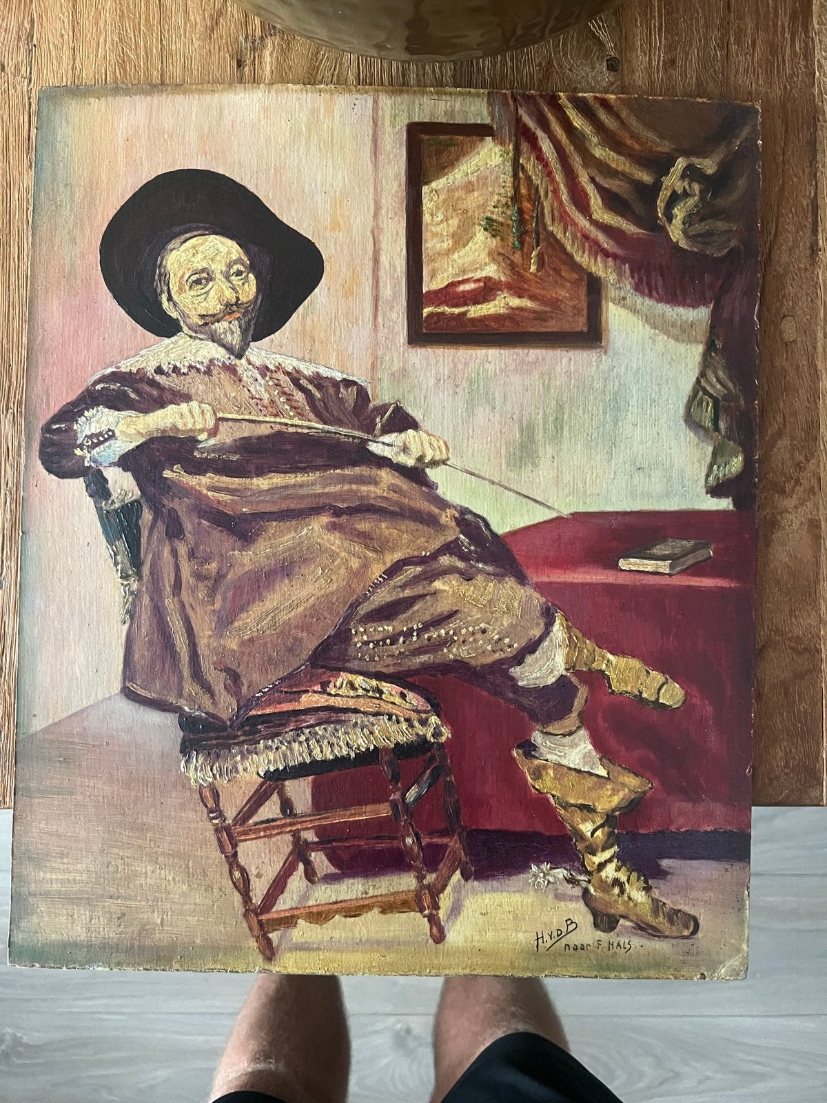 Olieverfschilderij 'De Lachende Cavalier' naar Frans Hals, Antiek en Kunst, Kunst | Schilderijen | Klassiek, Doek, Portret of Personen