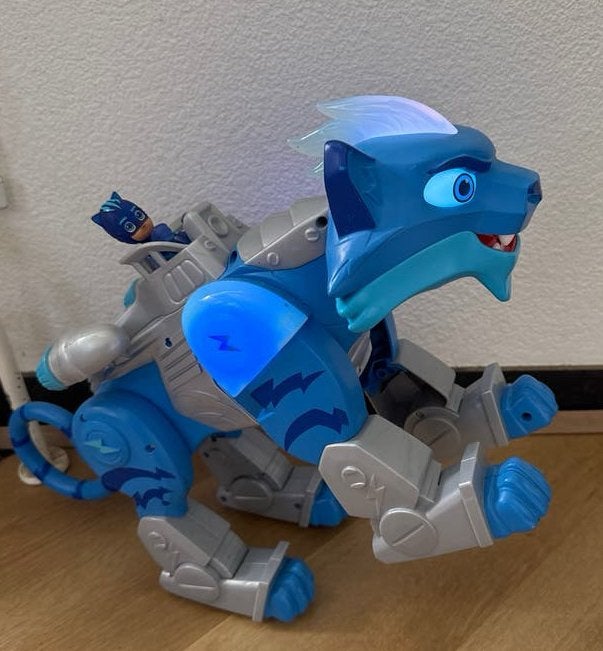 PJ Masks tijger: beweegt, lichtjes, zgan, Ophalen of Verzenden, Zo goed als nieuw