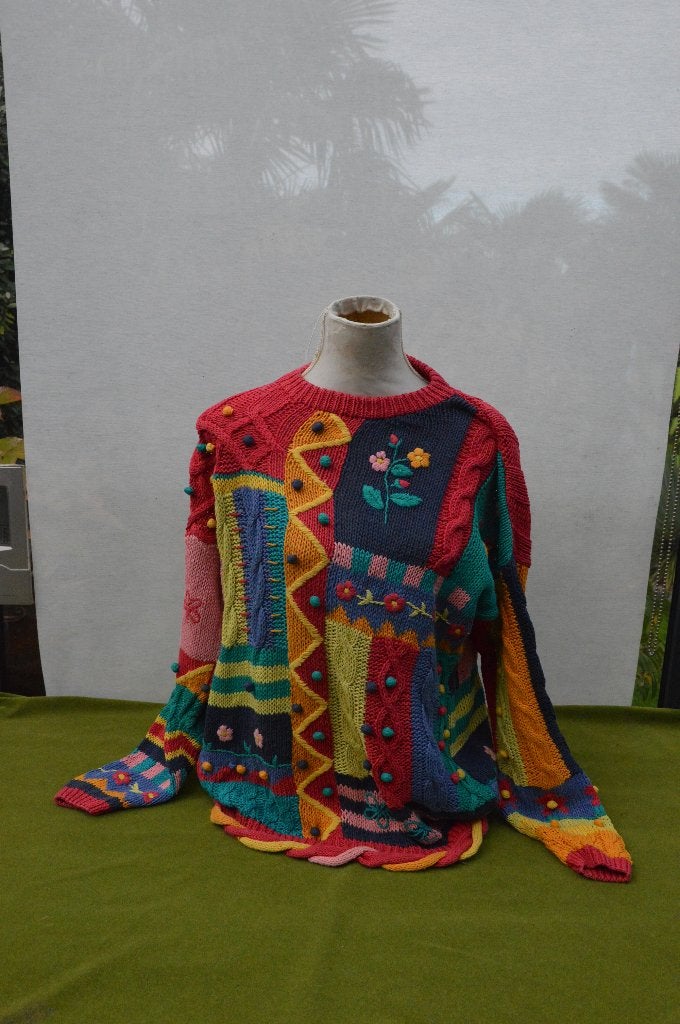 Vintage kleurrijke La Pagayo trui uit jaren 90/ Nineties L, La Pagayo, Ophalen of Verzenden, Gedragen, Maat 42/44 (L)