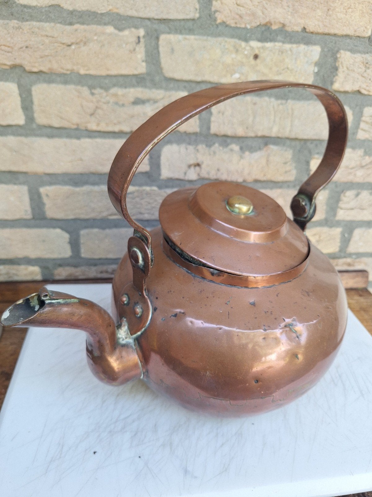 Antieke Koperen Theepot / Waterketel, Ophalen of Verzenden, Koper