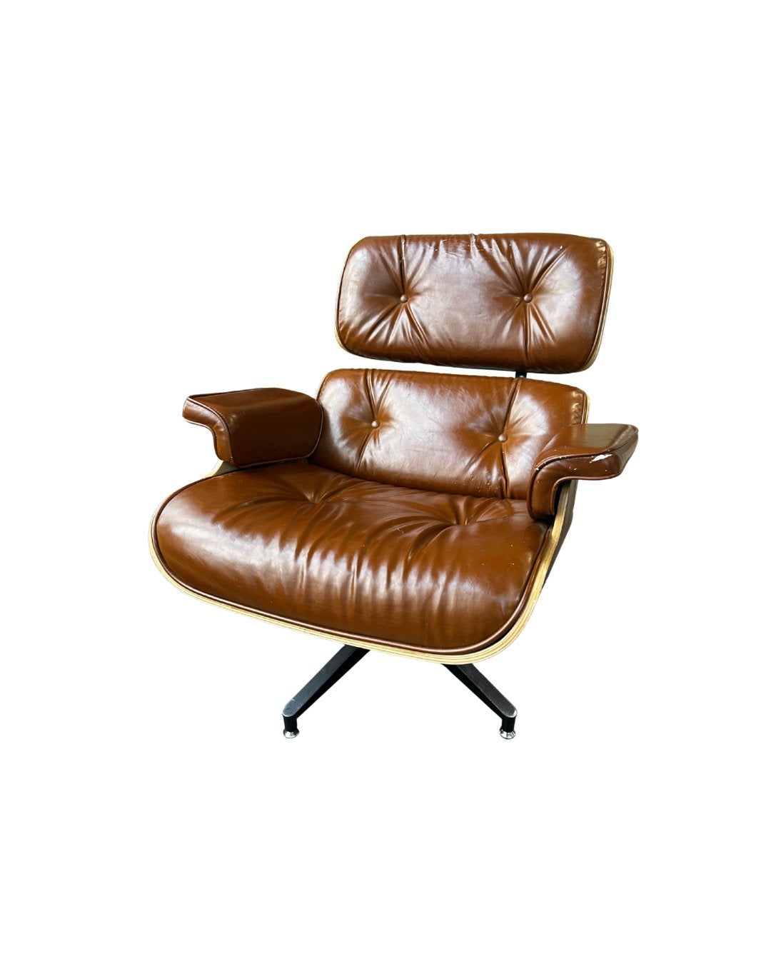 Bruine Vitra Eames design-look lounge fauteuil, Gebruikt, 75 tot 100 cm, Eames Lounge Chair, 50 tot 75 cm