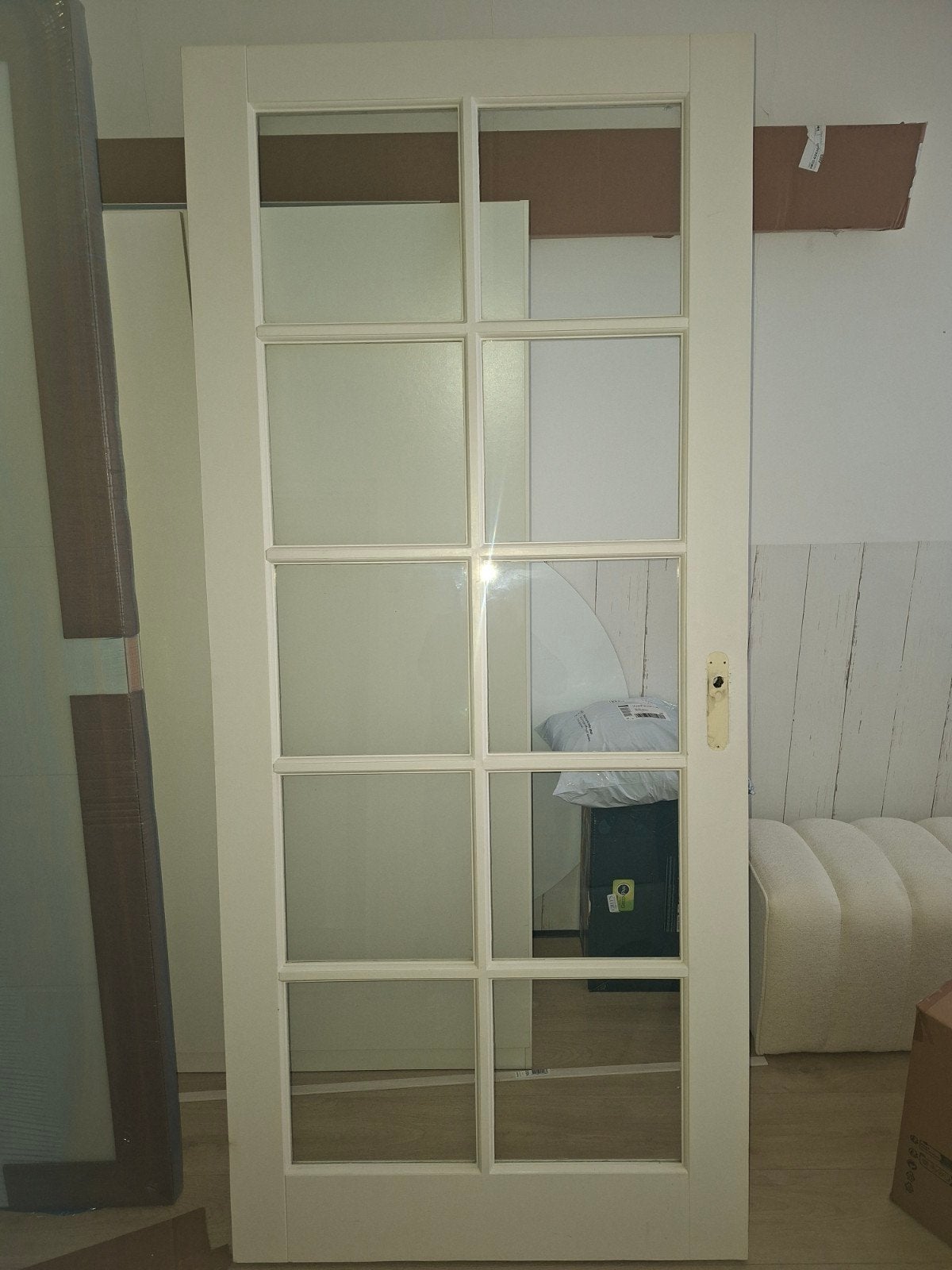 Stompe binnendeur wit geschilderd 211x93 cm met klink, Ophalen, Gebruikt, Binnendeur, 200 tot 215 cm