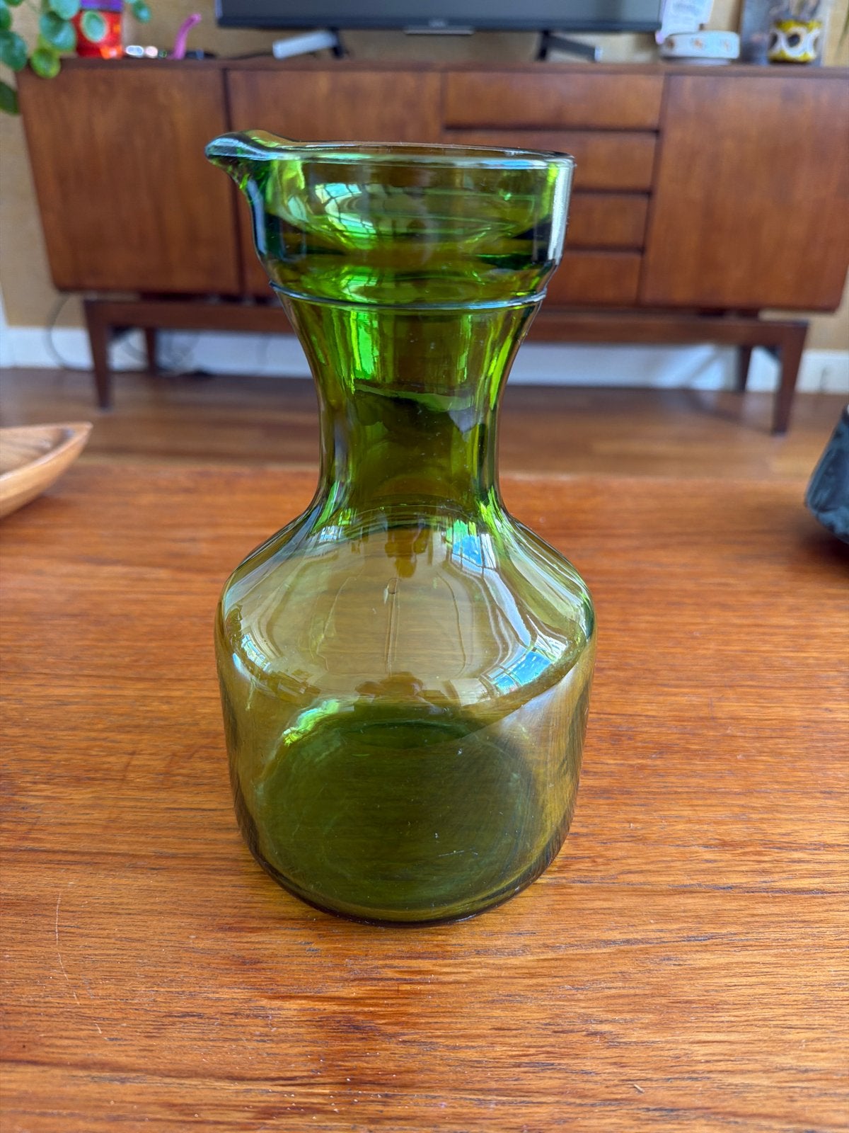 Vintage Groene Glazen Karaf / Schenkkan, Antiek en Kunst, Ophalen of Verzenden