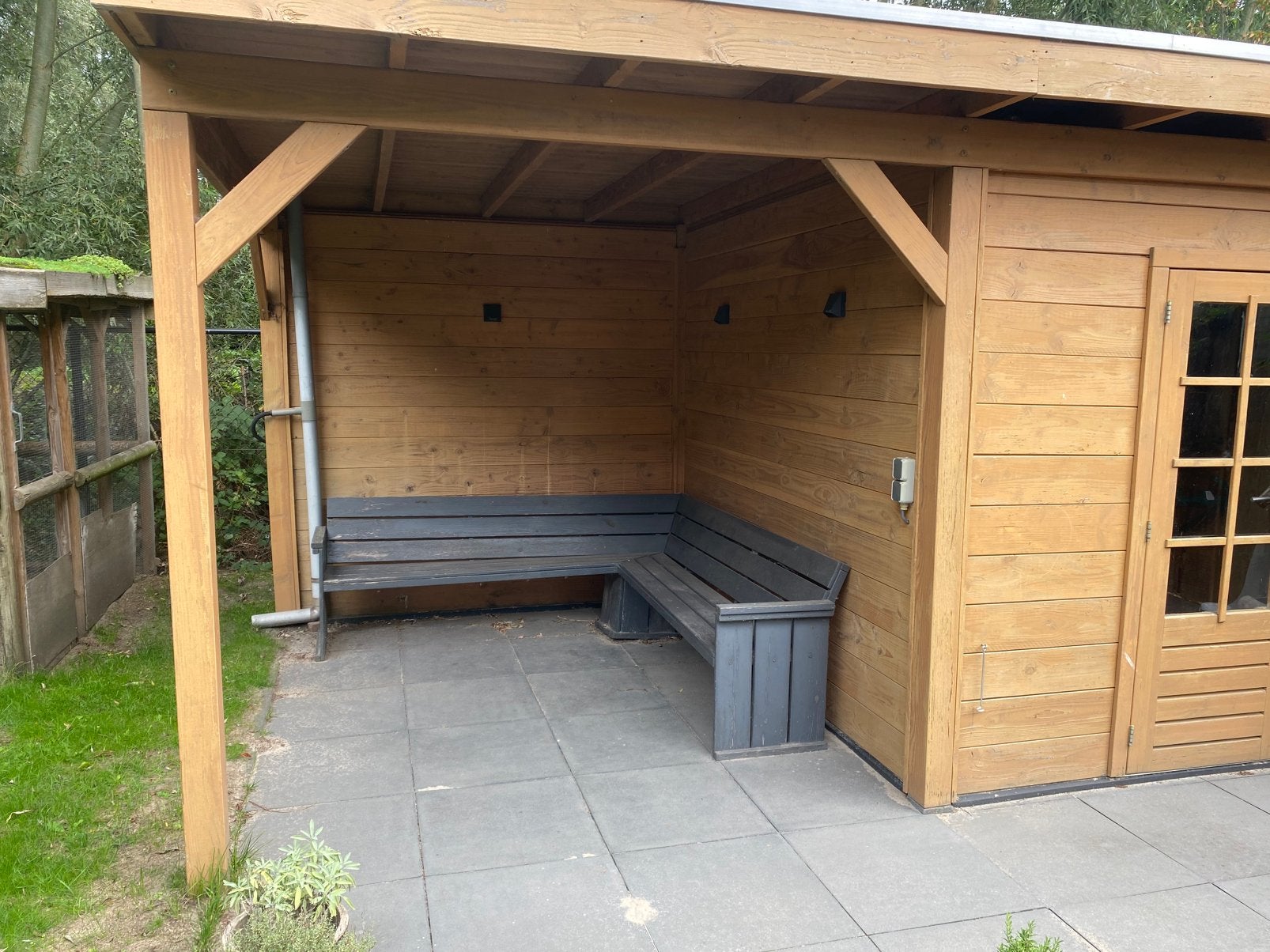 Hoekbank tuin, gratis ophalen, Tuin en Terras, Ophalen, Gebruikt, Hout