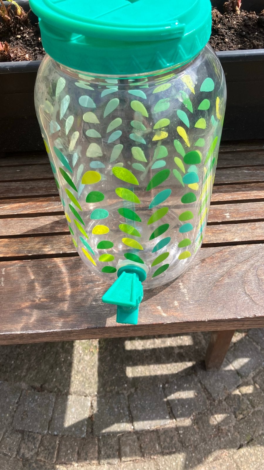 Drankdispenser met kraantje en houten standaard, Ophalen, Kunststof, Overige merken, Groen