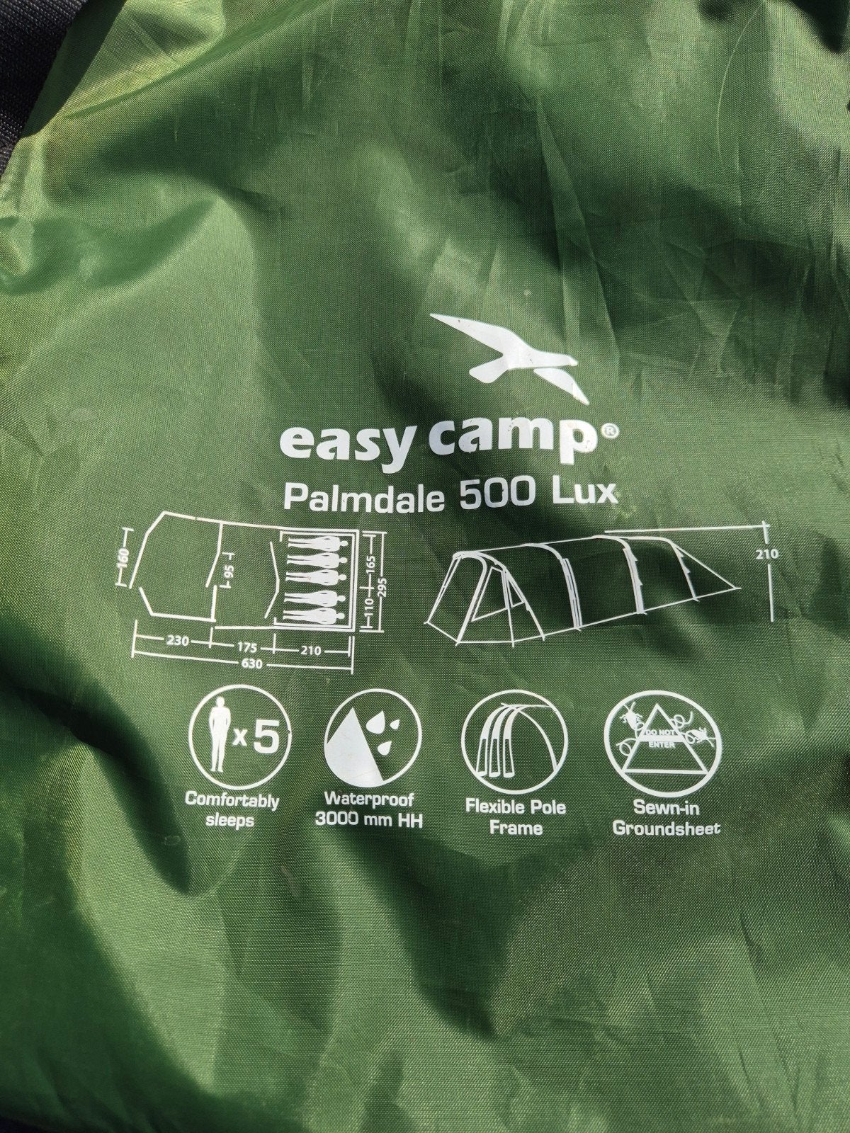 Easy Camp Palmdale 500 Lux tunneltent - 5 personen, Ophalen