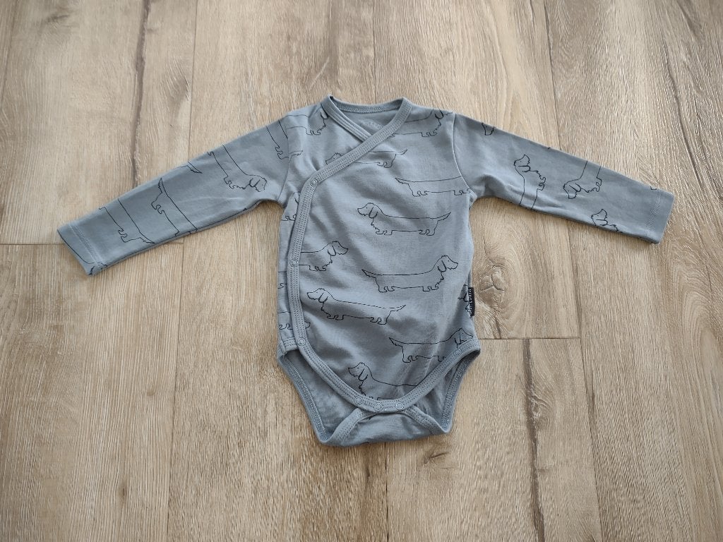 Mooie blauwe overslag romper honden Sproet & Sprout, 68/74., Nacht- of Onderkleding, Jongetje of Meisje, Onb, Ophalen of Verzenden