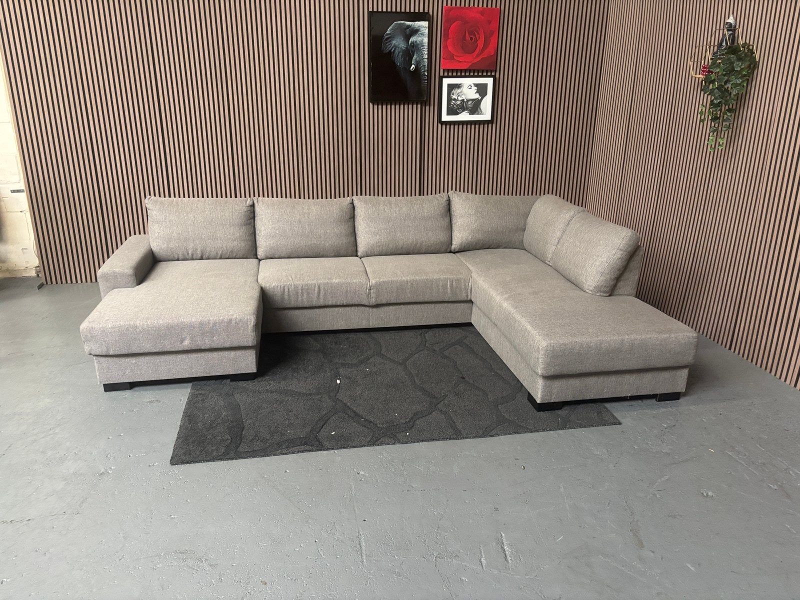 GRATIS LEVERING U-Bank Grijs 340x215x150 GEREINIGD, Hoekbank, 300 cm of meer, Ophalen of Verzenden, Zo goed als nieuw