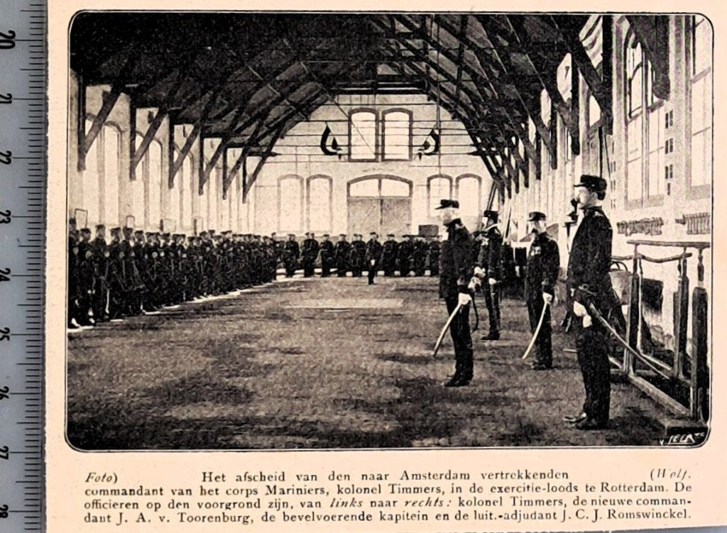 Leger 1908: afscheid Kol.Timmers van mariniers in Rotterdam, Verzenden, Voor 1940, Gebruikt, Overige onderwerpen