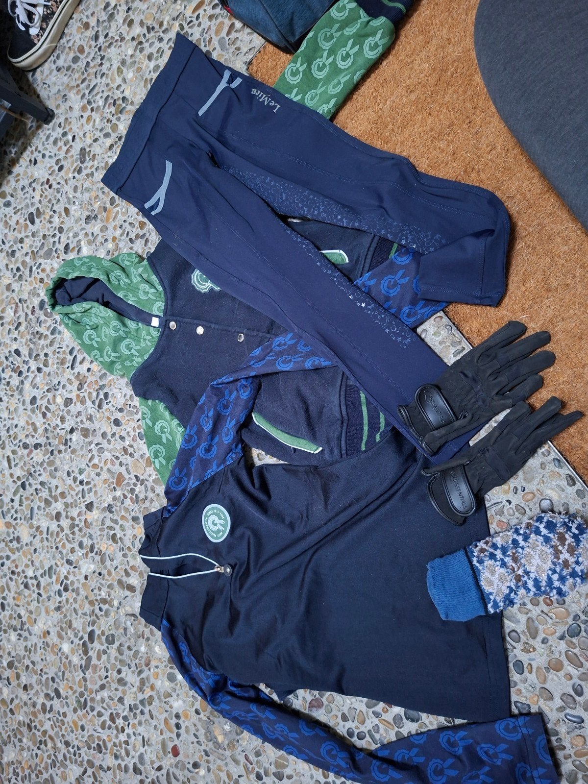 paardenpraat rijkleding kind blauw groen maat 122, Ophalen of Verzenden, Dressuur, Bovenkleding