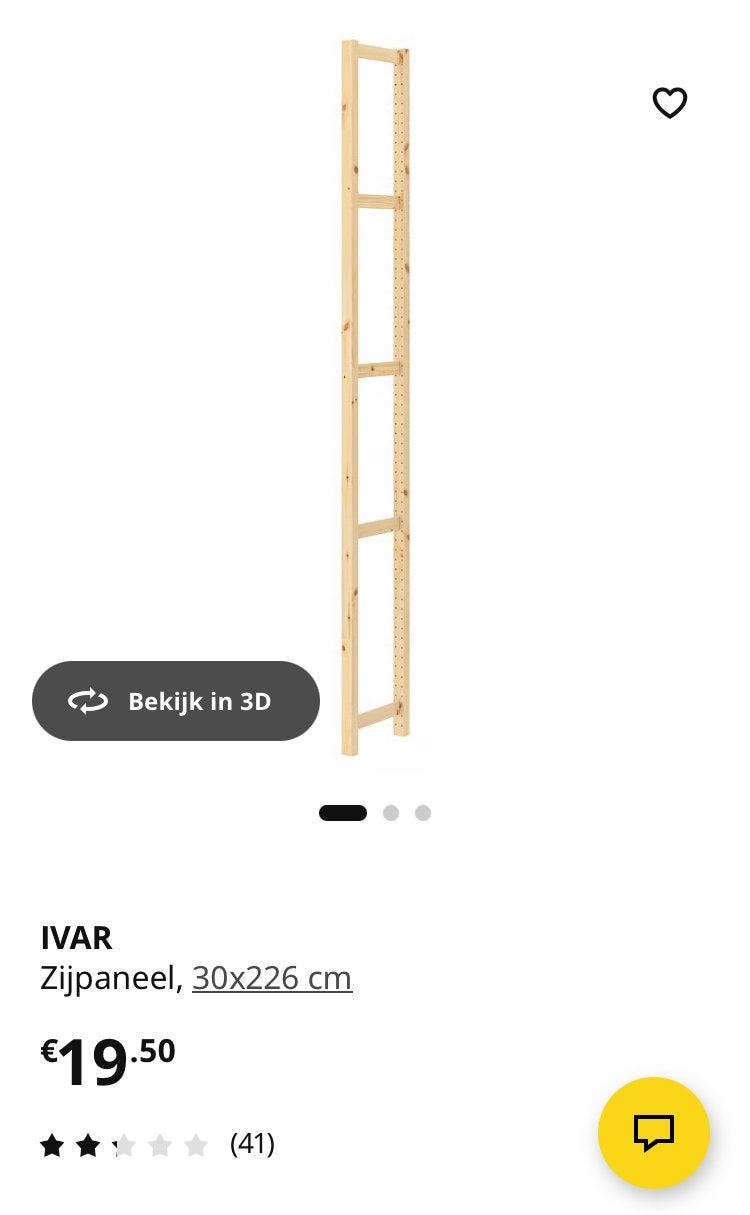 3x IKEA Ivar zijsteunen zijpanelen 226 hoog x 30 diep, Ophalen, Gebruikt