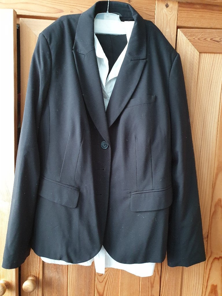Dames colbert en broek, Ophalen, Kostuum of Pak, Zwart, Maat 46/48 (XL) of groter