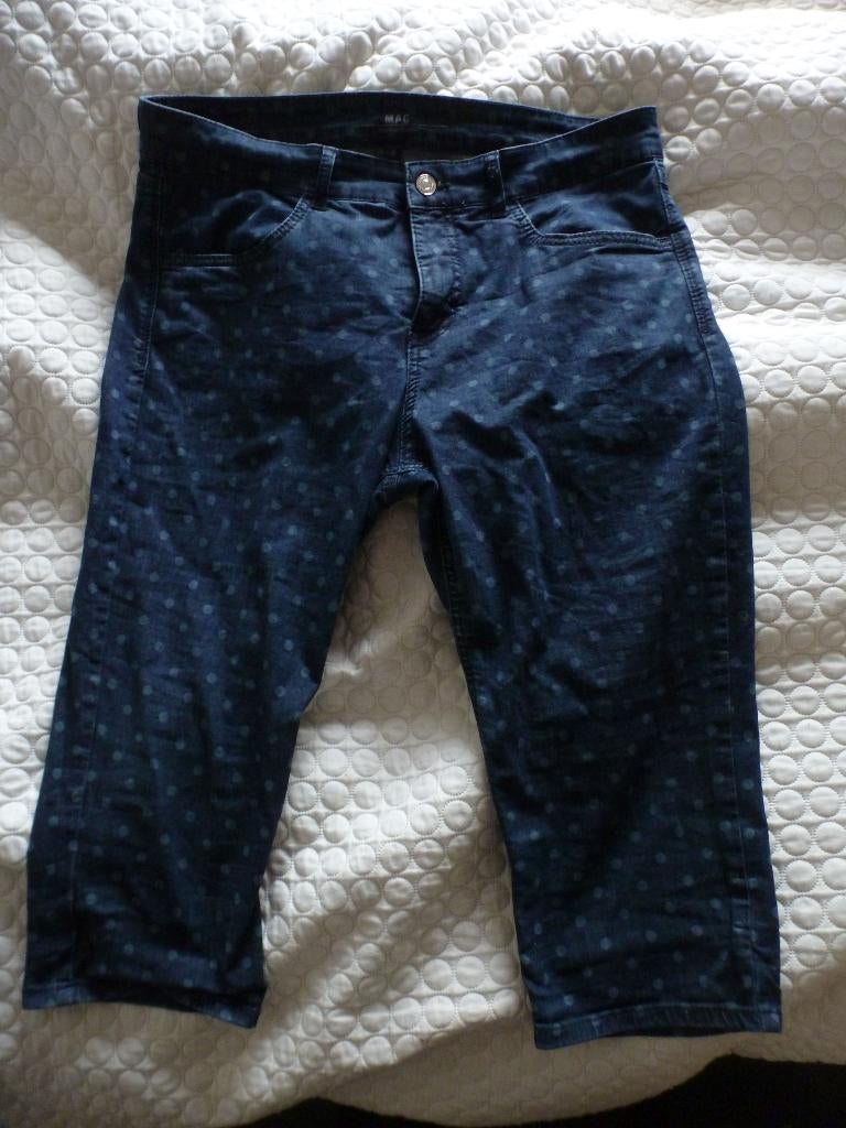 zomer POLKA DOT jeans 7/8  broek 42 -GRATIS zend, Maat 42/44 (L), Zo goed als nieuw, Driekwart, Verzenden