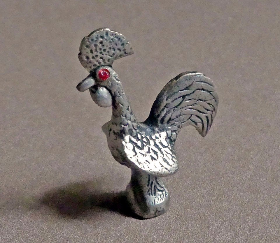 Metalen haan beeldje vintage haantje metaal Portugees?, Ophalen of Verzenden, Gebruikt, Dier