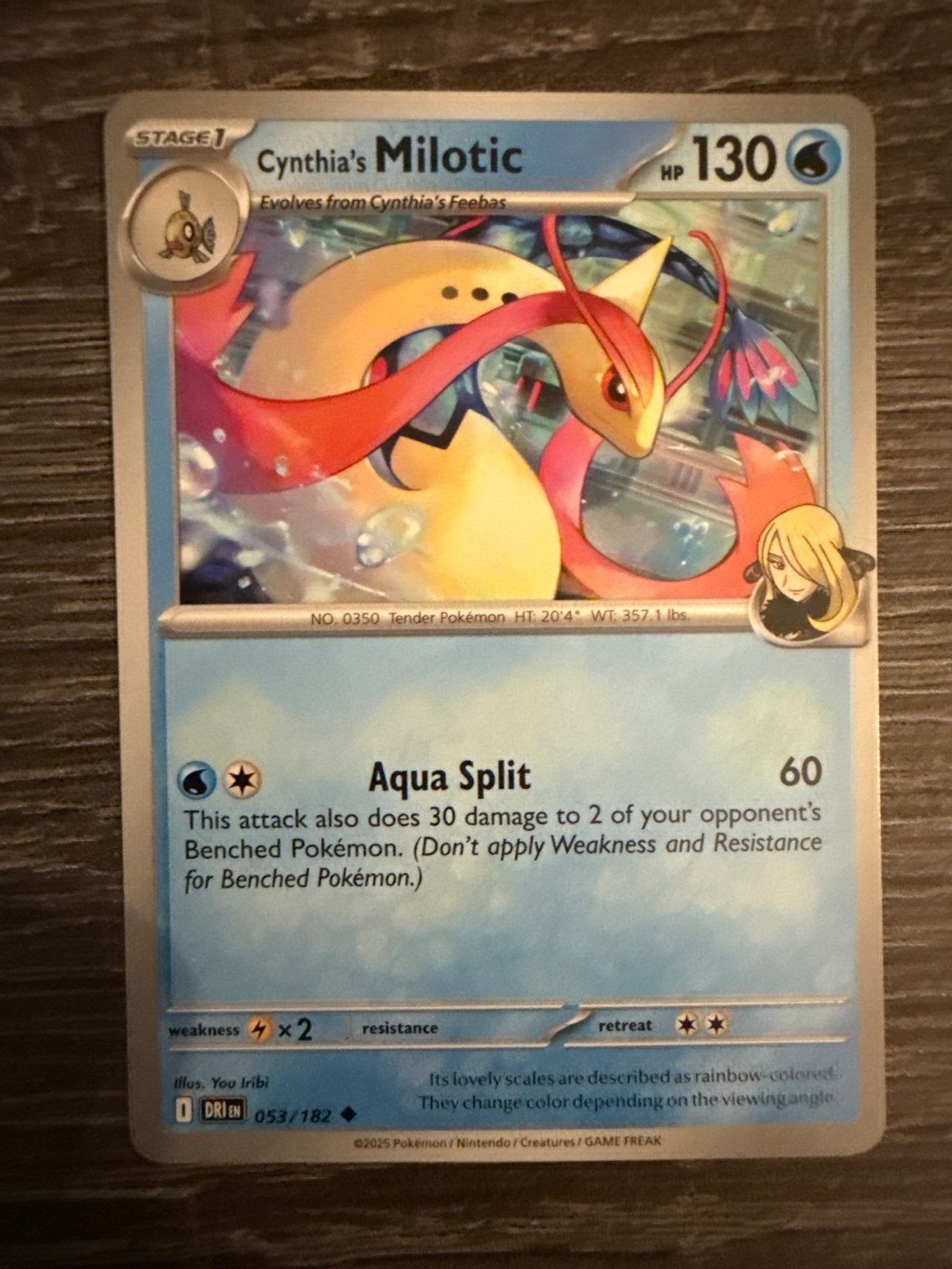 Cynthia's Milotic Pokémon Kaart - DR1 EN 053/182, Ophalen of Verzenden, Zo goed als nieuw, Losse kaart