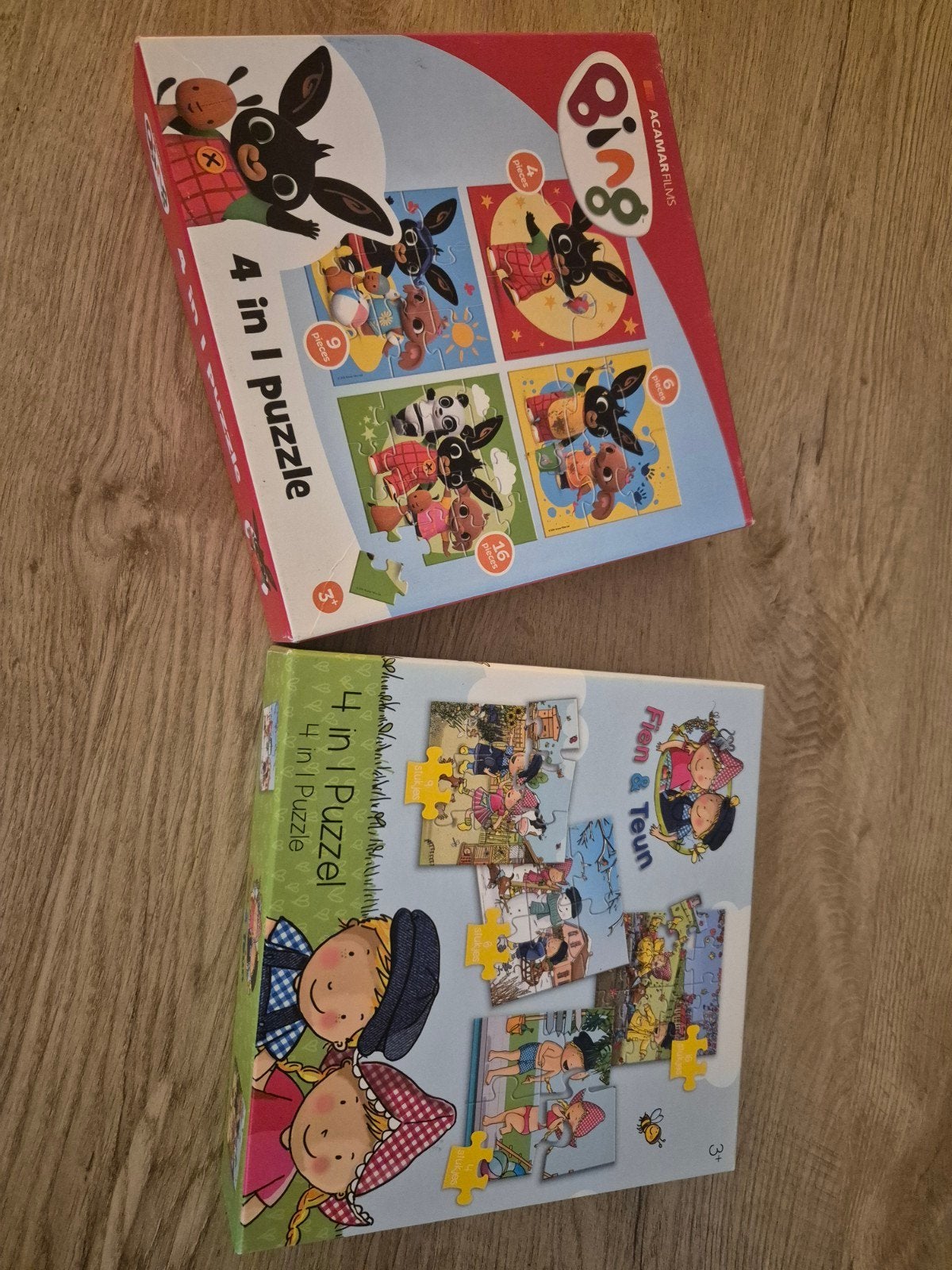 Bing & Fien & Teun 4-in-1 Puzzels (2 doosjes), Kinderen en Baby's, Speelgoed | Kinderpuzzels, Ophalen, 10 tot 50 stukjes