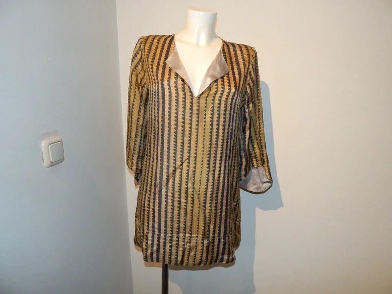 Antik Batik zijde tuniek Ibiza styl in printje lichte glansM