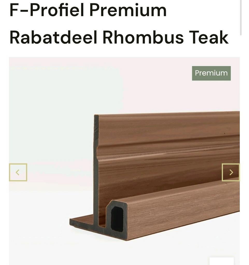 4x F-Profiel Premium Rabatdeel Rhombus Teak - Compoziet, Ophalen, 25 tot 50 mm, Nieuw, Plank